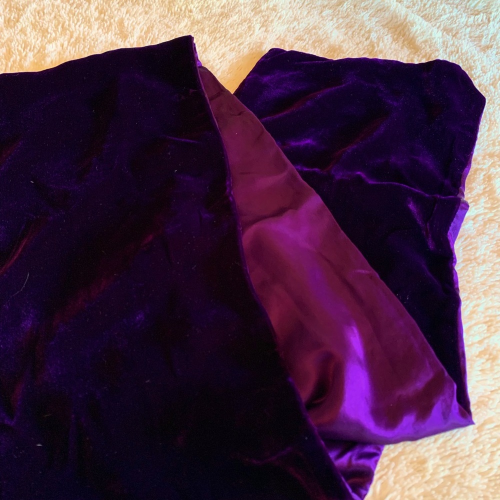 Purple velvet and silk scarf